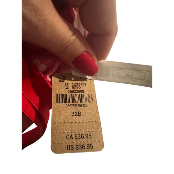 NWT Victoria Secret Sexy Push Up Bra red with pink hearts 32B - Picture 4 of 4
